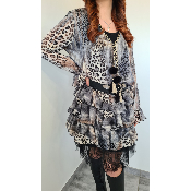 Fond de robe en dentelle et tulle noire