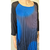 Robe longue accordéon noire et bleu 