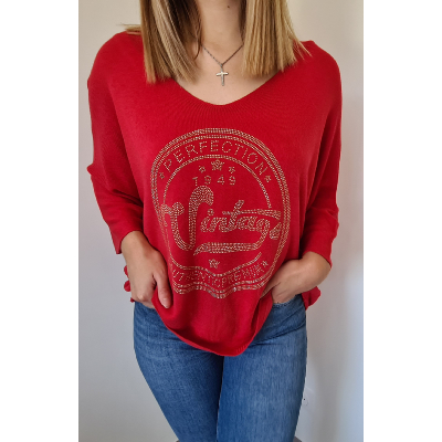 Pull Vintage de coloris rouge