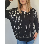Pull Gala noir argenté