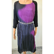 Robe longue accordéon noire et violette 