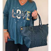 Pull Love bleu canard