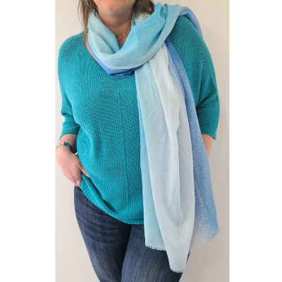 Pull irisé bleu turquoise