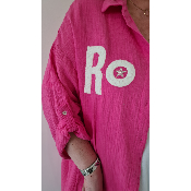 Chemise longue Rock rose fushia