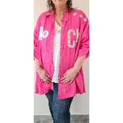 Chemise longue Rock rose fushia