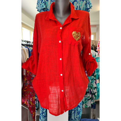 Chemise coeur rouge