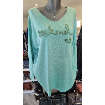 Pull weekend vert d'eau