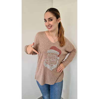 Pull de Noël marron