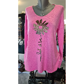 pull fleur rose