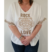T-shirt rock love blanc
