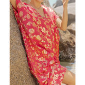 Robe longue évasée Alicia corail