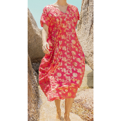 Robe longue évasée Alicia corail