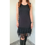 Fond de robe en dentelle et tulle noire