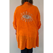 Chemise longue orange en gaz de coton