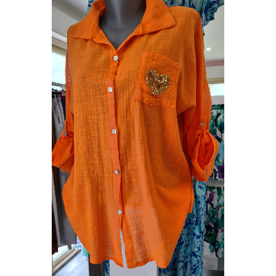 chemise coeur orange