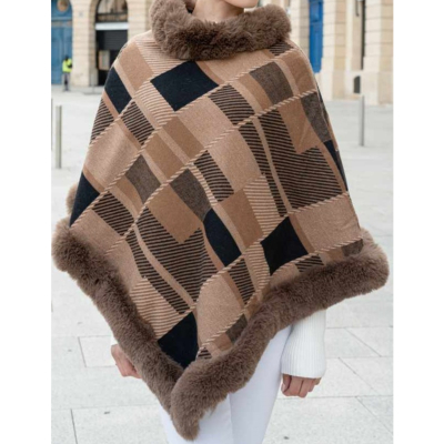 Manteau poncho Barbara marron