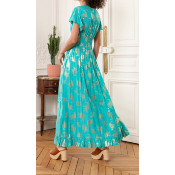 Robe longue Alicia bleu turquoise