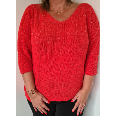 Pull irisé rouge