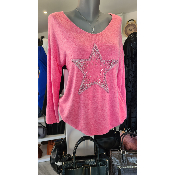Pull Etoile rose