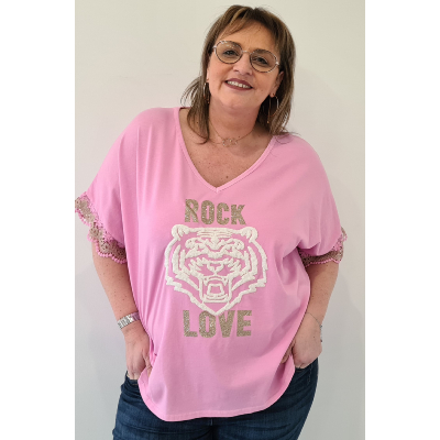 T-shirt rock love rose
