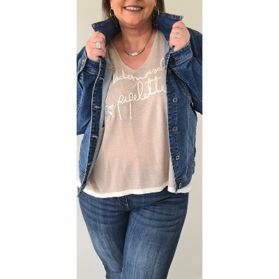 Pull léger beige Mademoiselle pipelette