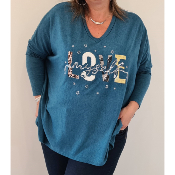 Pull Love bleu canard