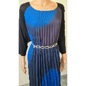 Robe longue accordéon noire et bleu 