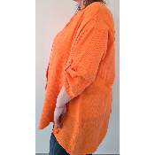 Chemise longue orange en gaz de coton