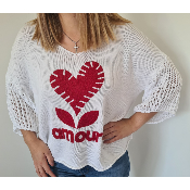 Pull Amour blanc et rouge