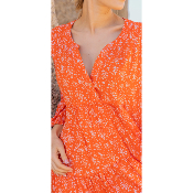 Robe courte Angélique orange à fleur