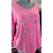 Pull Etoile rose