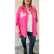 Chemise longue Rock rose fushia