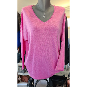 Pull rose, dos en dentelle