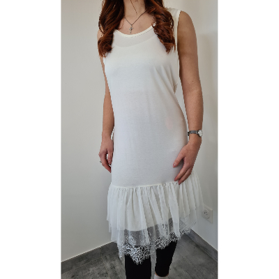 Fond de robe dentelle et tulle blanc