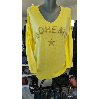 Pull Bohème jaune