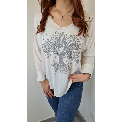 Pull arbre de vie blanc