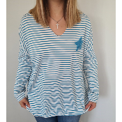 Pull marin bleu turquoise