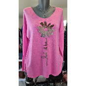 pull fleur rose