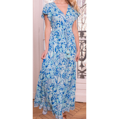 Robe longue Alicia bleu