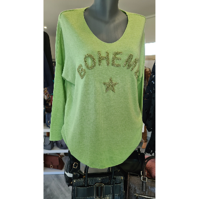 Pull Bohème vert