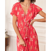 Robe longue Alicia corail